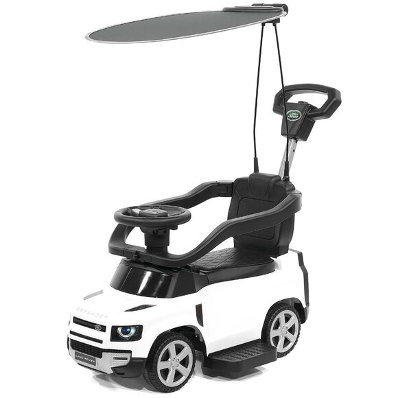 Land Rover Defender Kids Ride on Push Car with Sunshade CanopyWhite